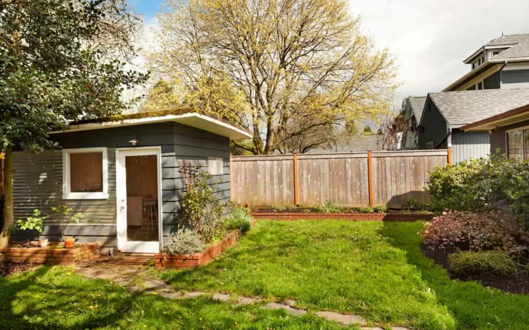 Outdoor shed building services by concrete company in Aubrey